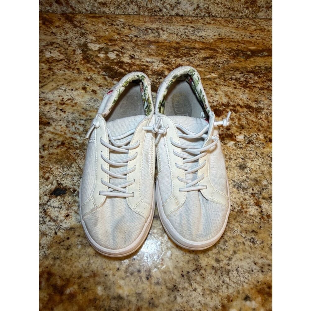 Hey Dude Women's White Canvas Sneakers with Floral Lining